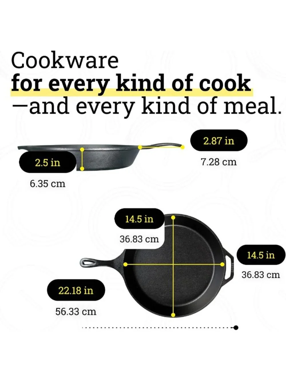 15-Inch Pre-Seasoned Cast Iron Skillet with Easy-Grip Handle for Cooking